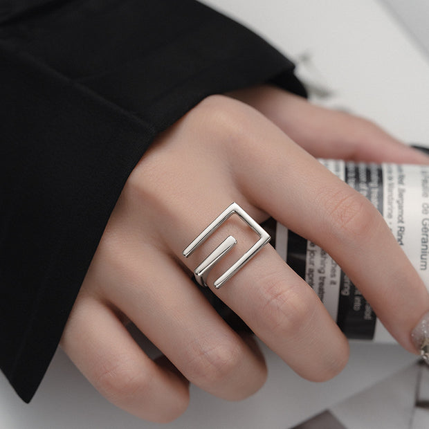 Sterling Silver Geometric Line Ring
