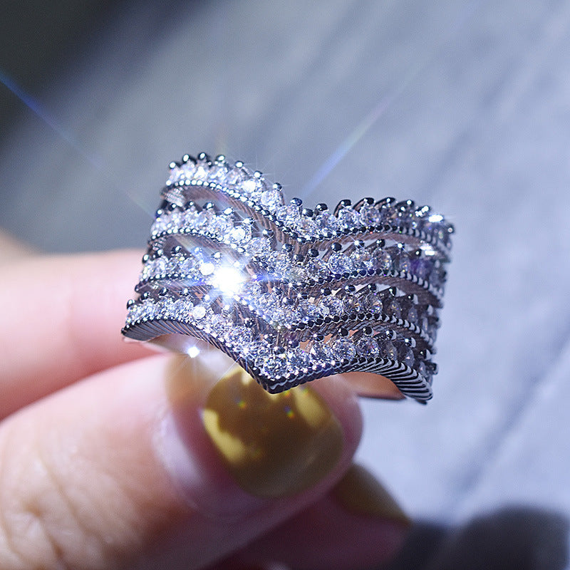 Triple V Full Diamond Ring