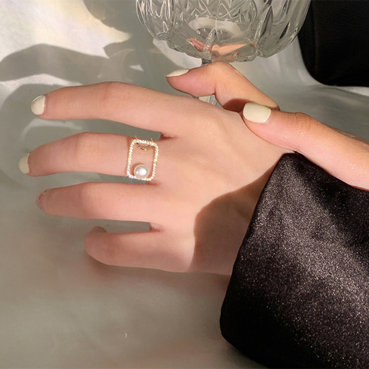 Minimalist Square Pearl Adjustable Ring