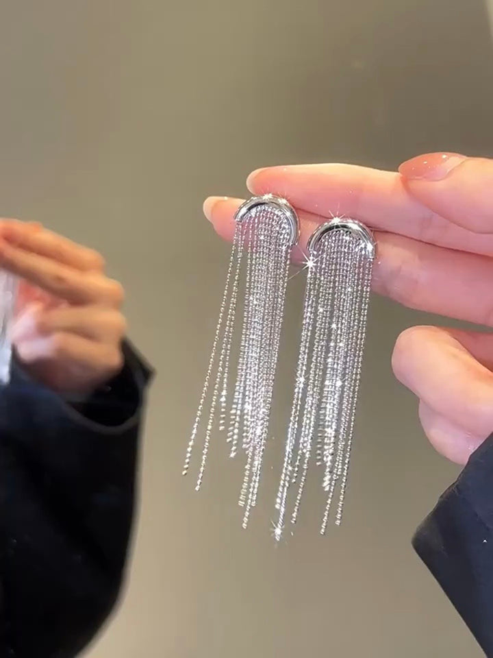 Curved Starlight Tassel Earrings