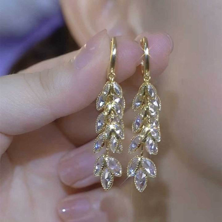 Wheat Ears Zircon Tassel Earrings