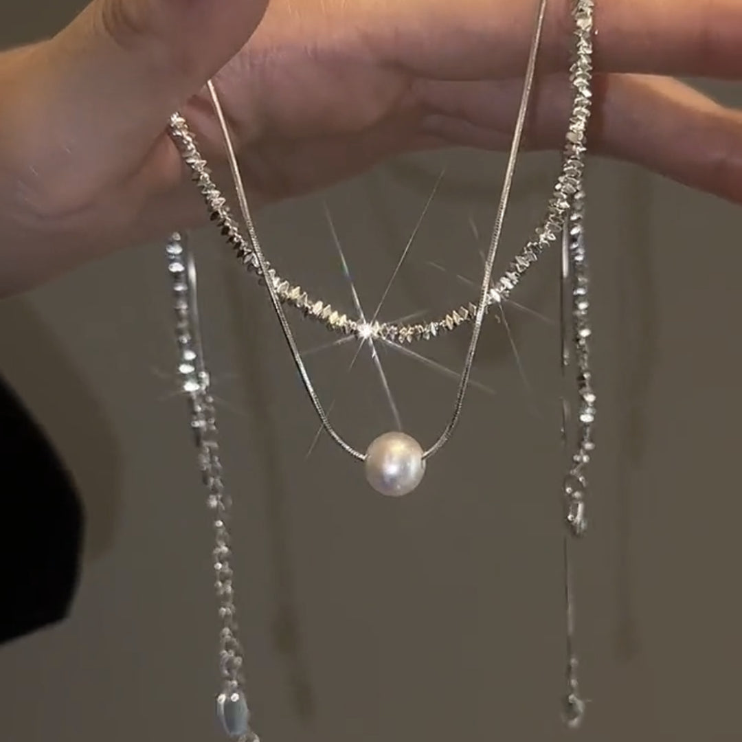 Silver Stacked Double Layers Necklace