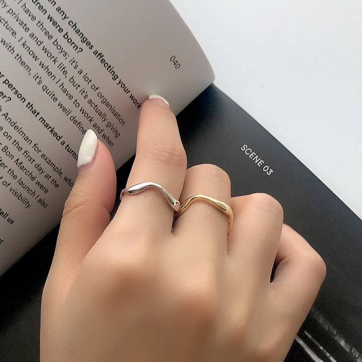 925 Sterling Silver Irregular Wave Ring