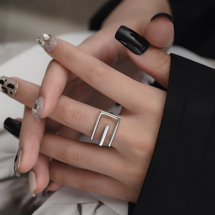 Sterling Silver Geometric Line Ring