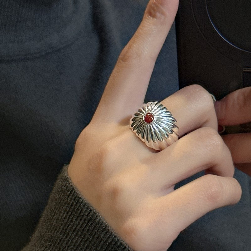 S925 Sterling Silver Onyx Simple Ring