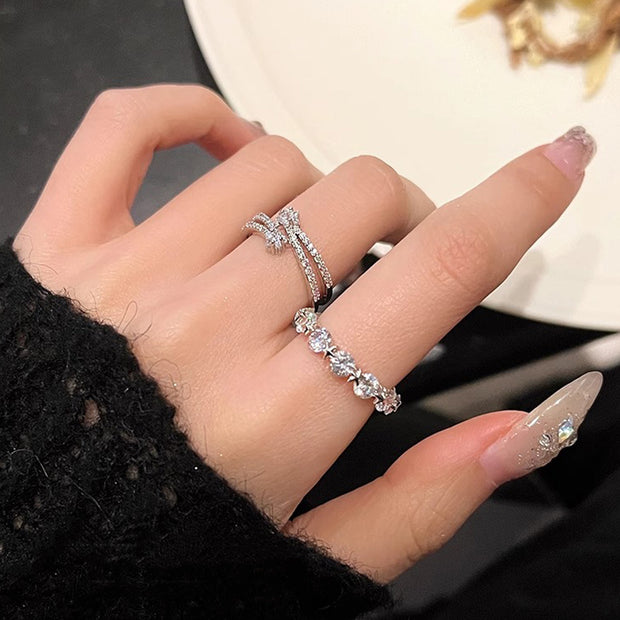 Double Layered Star Surrounding Star Adjustable Ring
