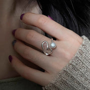 Love Pearl Line Adjustable Ring
