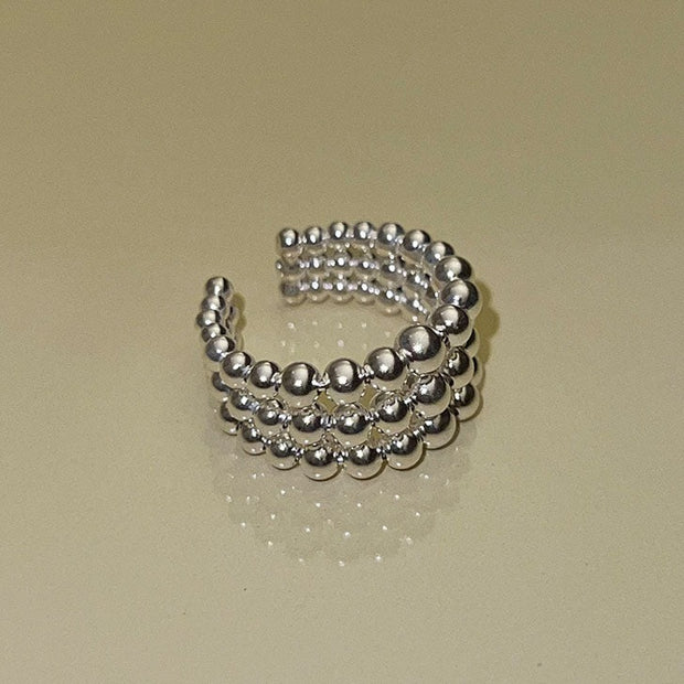 Multi-Layered Small Silver Ball Ring