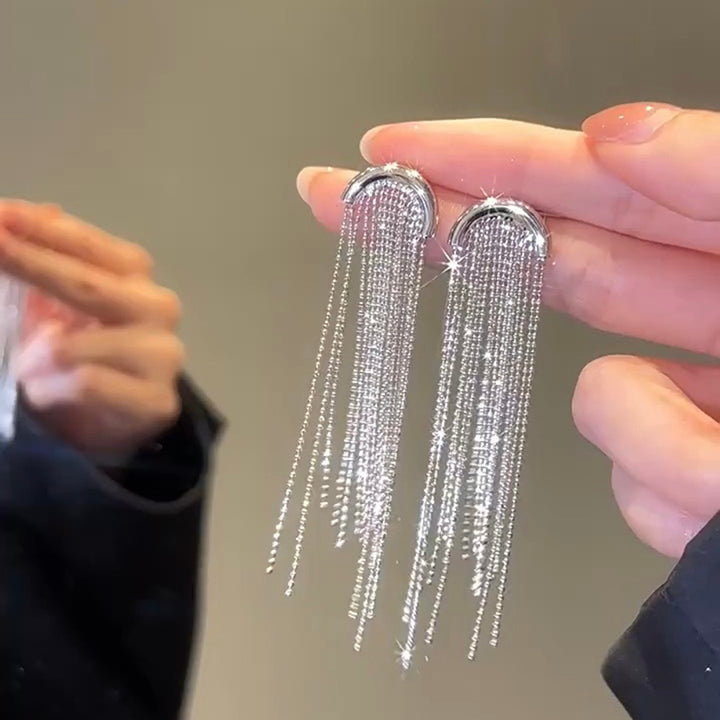 Curved Starlight Tassel Earrings