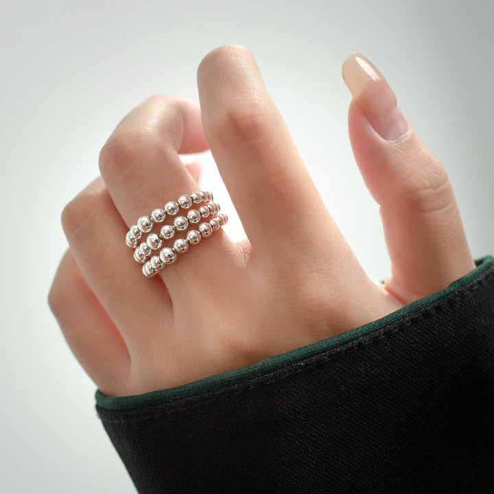 Multi-Layered Small Silver Ball Ring