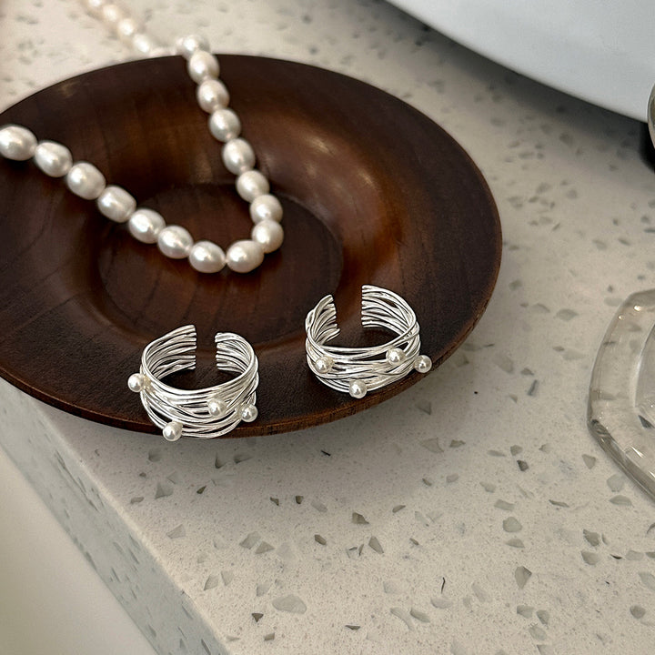 Wrapped Sterling Silver Pearl Ring