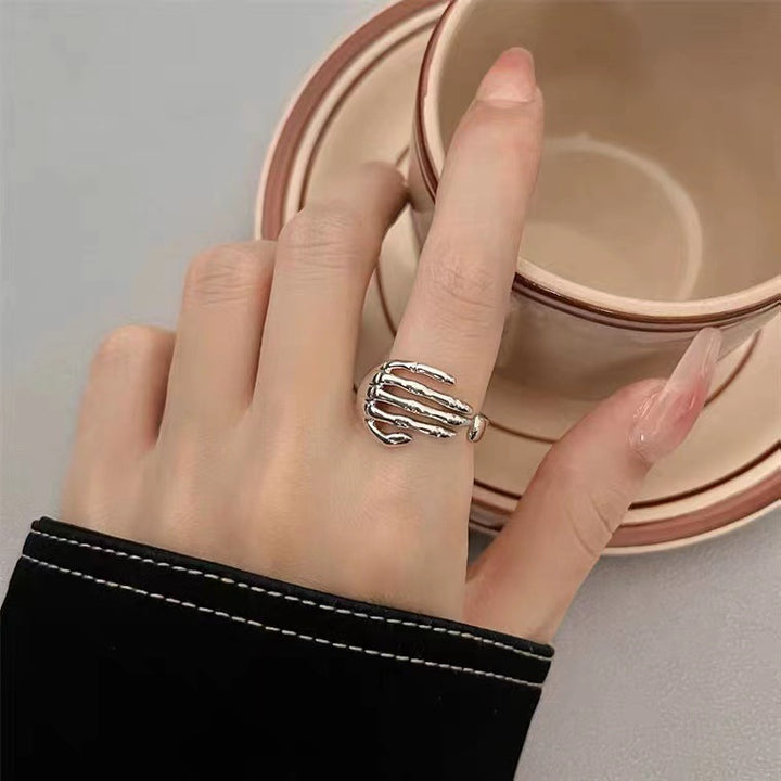 Sterling Silver Dark Bone Claw Ring