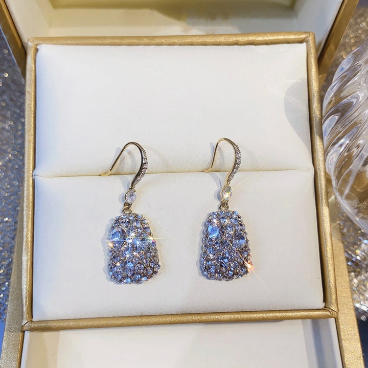 French Delicate Diamond Square Earrings