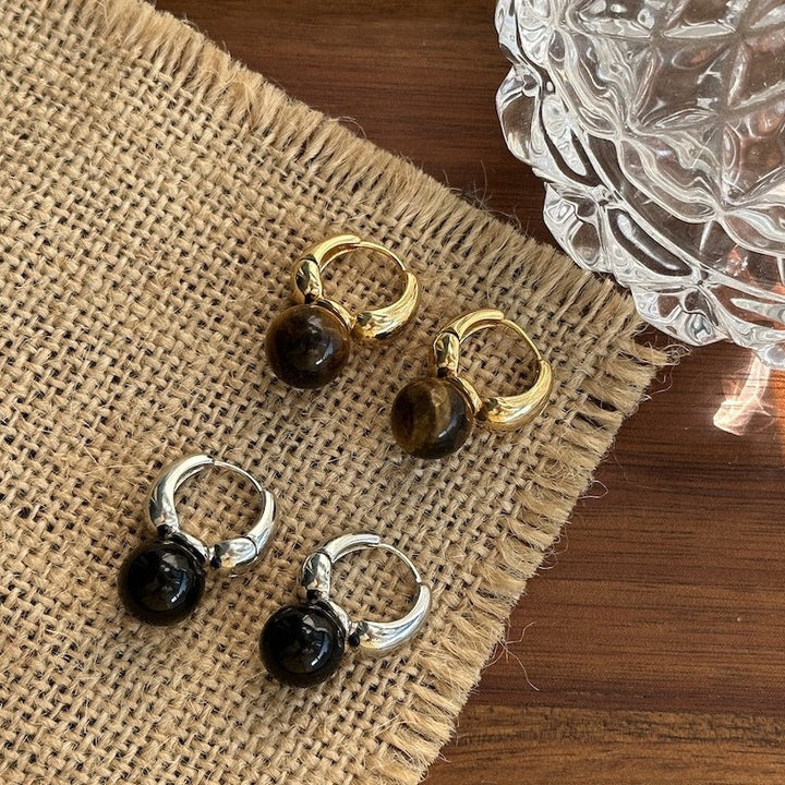 Natural Tiger Eye / Onyx Earrings
