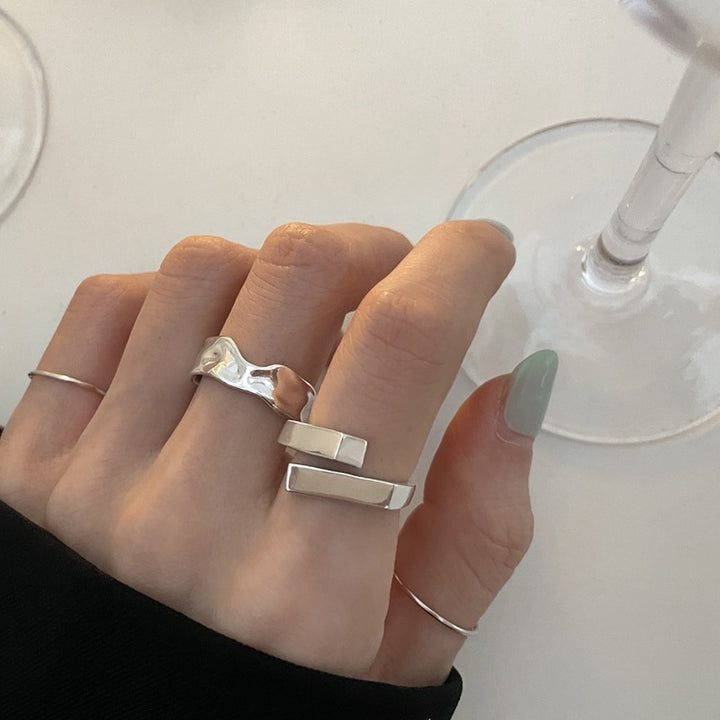 Sterling Silver Geometric Square Ring