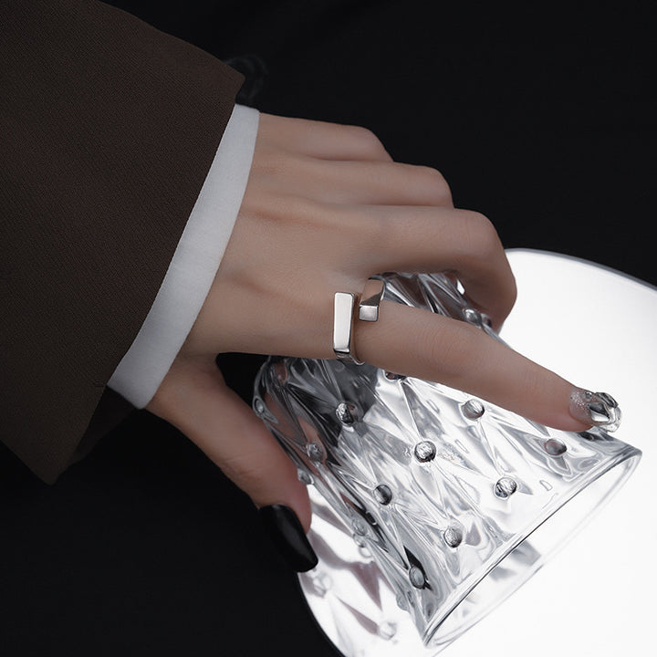 Sterling Silver Geometric Square Ring