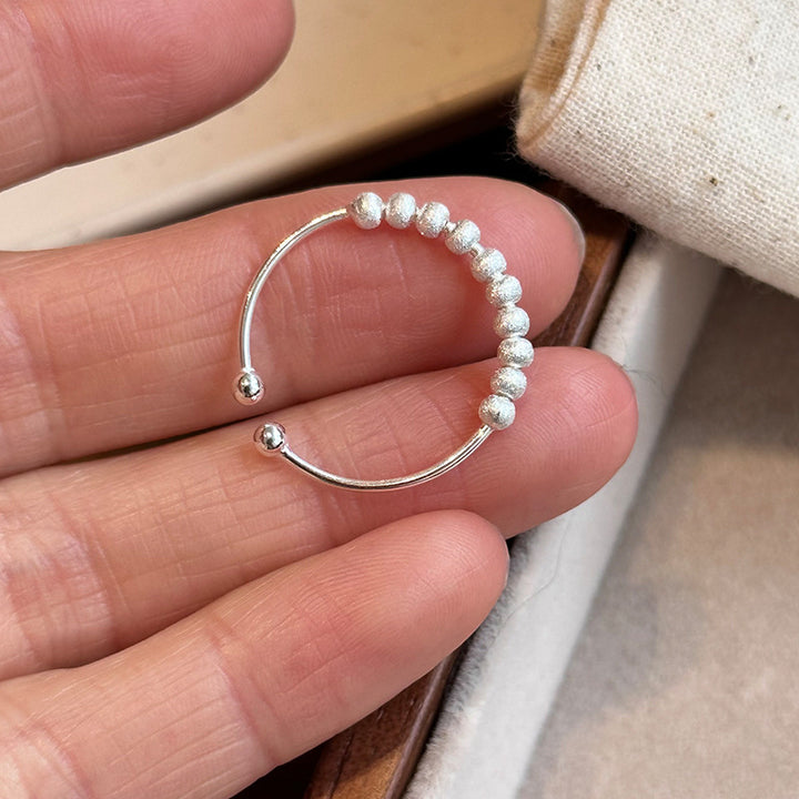 Fine Sterling Silver Frosted Bead Ring