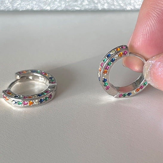 Colorful Zirconia Hoop Earrings