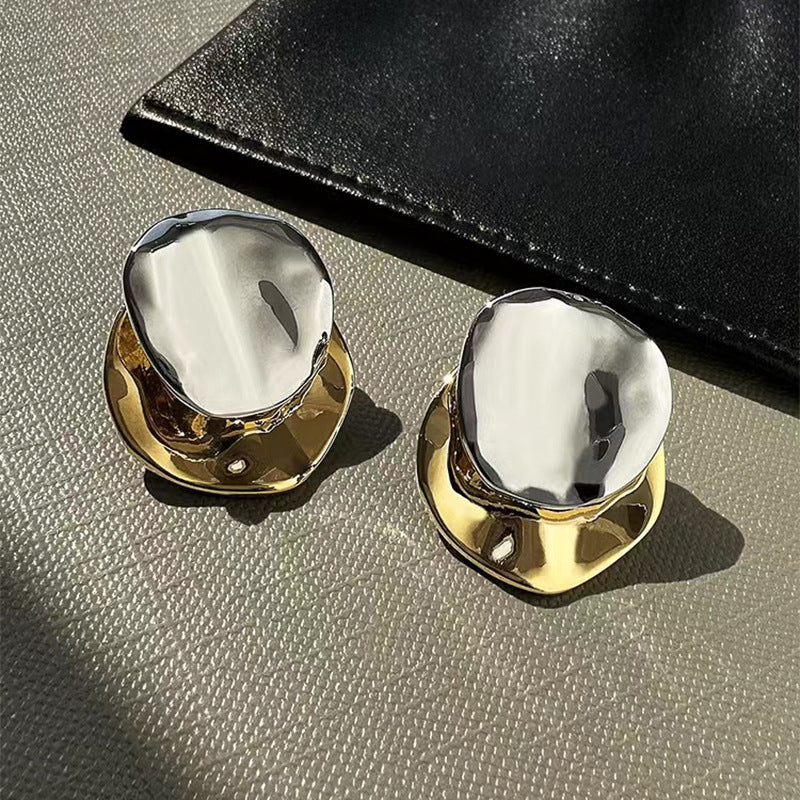 Colorblocked Round Piece Earrings