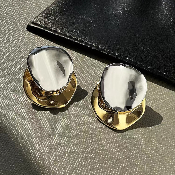 Colorblocked Round Piece Earrings