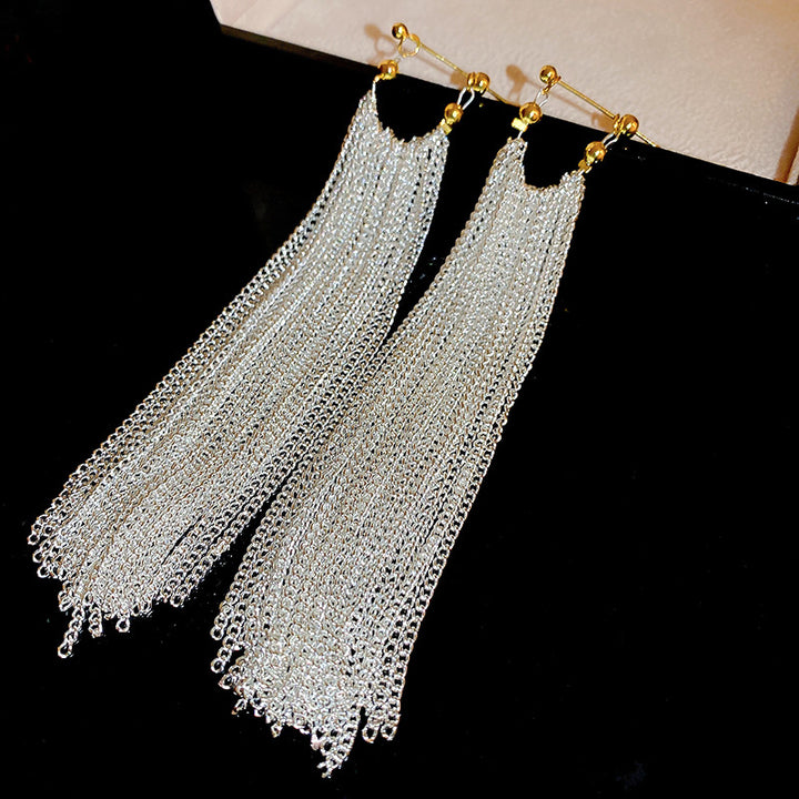 Sparkling Galaxy Waterfall Long Tassel Earrings