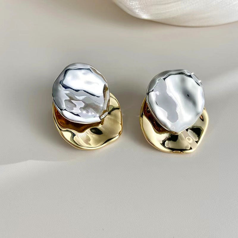 Colorblocked Round Piece Earrings