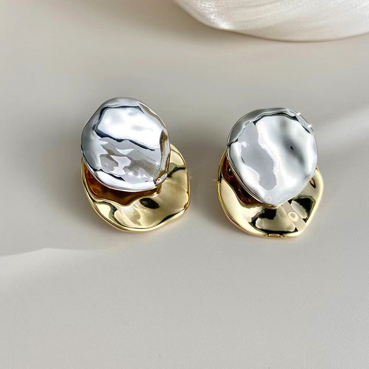 Colorblocked Round Piece Earrings