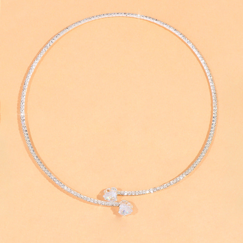 Rhinestone Heart Collar