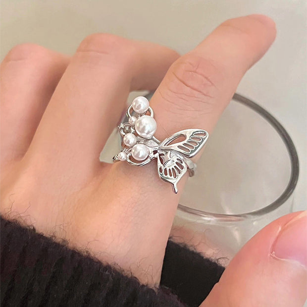 Butterfly Pearl Art Ring