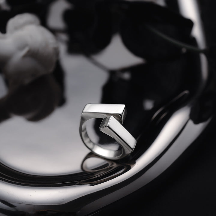 Sterling Silver Geometric Square Ring