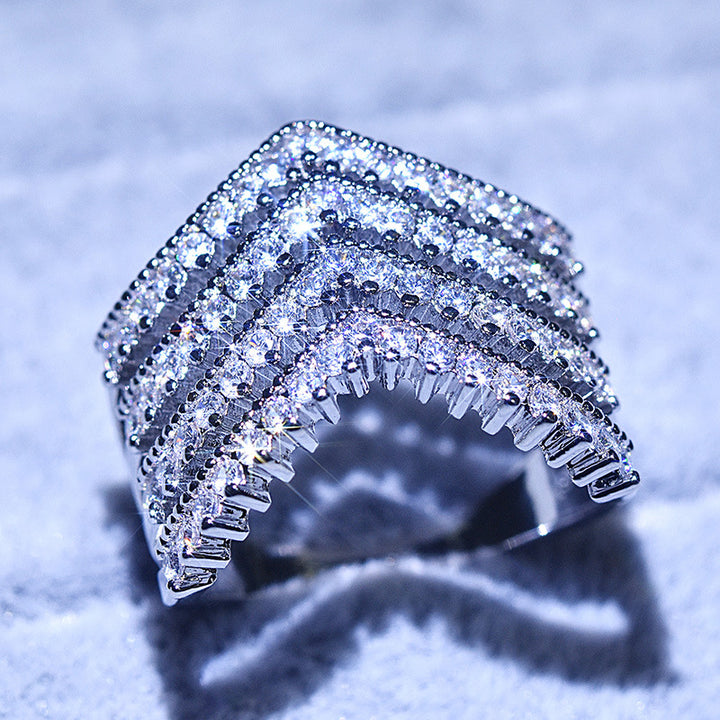 Triple V Full Diamond Ring