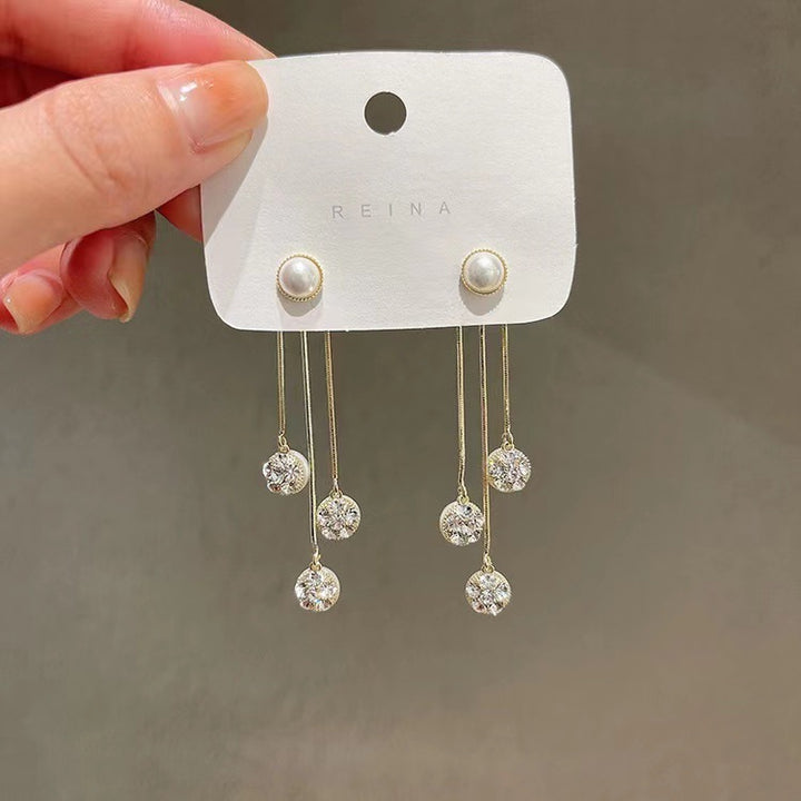 Elegant Zirconia Tassel Earrings