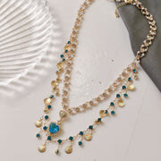Blue Heart Shell Double Layered Necklace