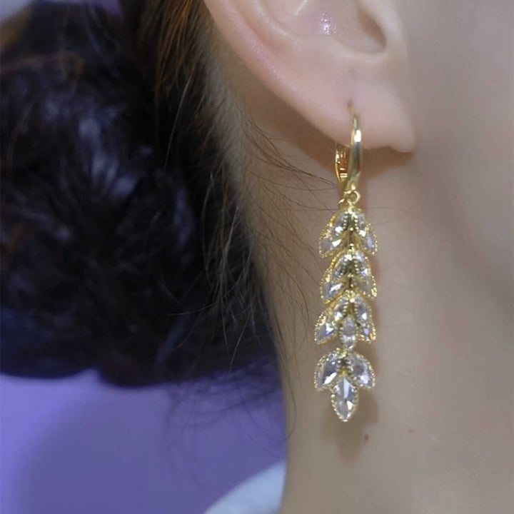 Wheat Ears Zircon Tassel Earrings
