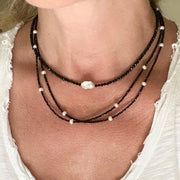 Stacked Black Spinel Pearl Necklace