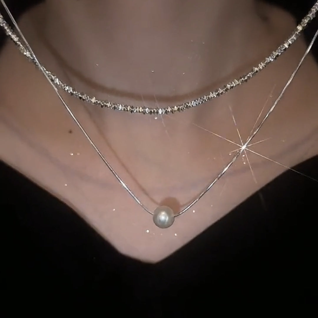 Silver Stacked Double Layers Necklace