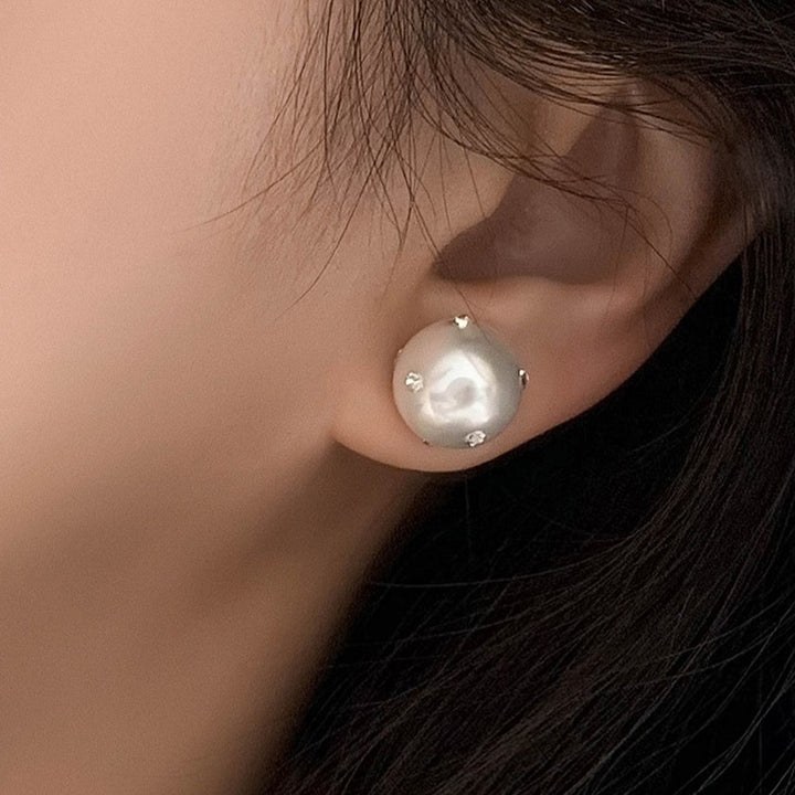 Zirconia Pearl Double Stud Earrings