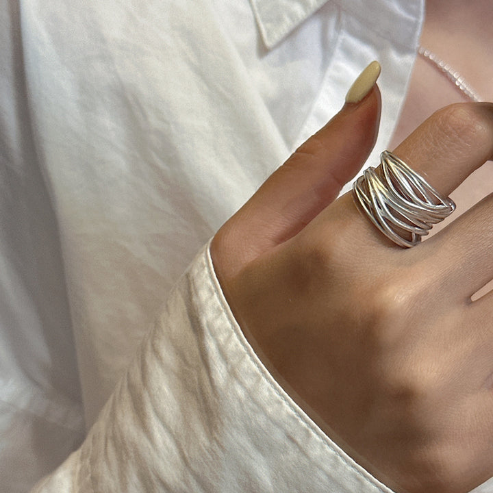 S925 Sterling Silver Line Wrap Ring