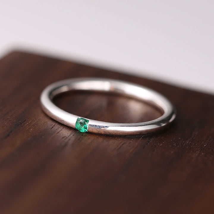 925 Sterling Silver Green Zirconia Circle Ring