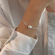 Pearl Crushed Silver Bracelet
