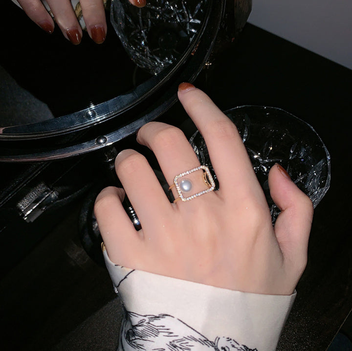 Minimalist Square Pearl Adjustable Ring