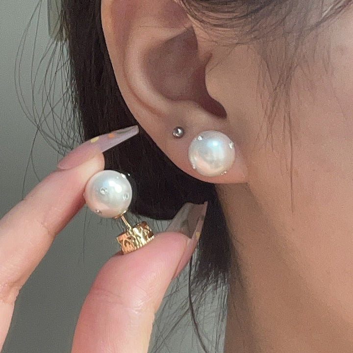 Zirconia Pearl Double Stud Earrings
