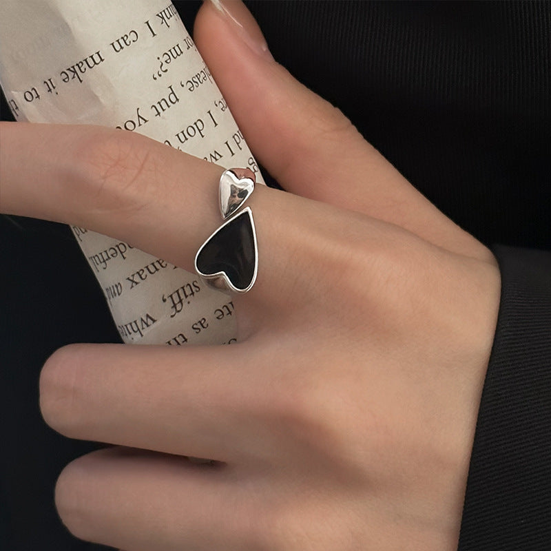 Black Heart Asymmetrical Ring