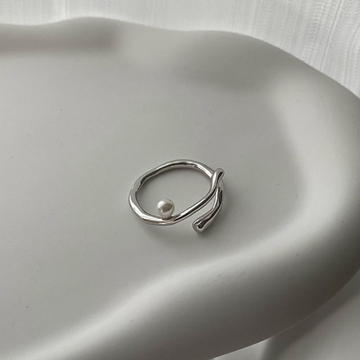 Sterling Silver Twig Pearl Adjustable Ring
