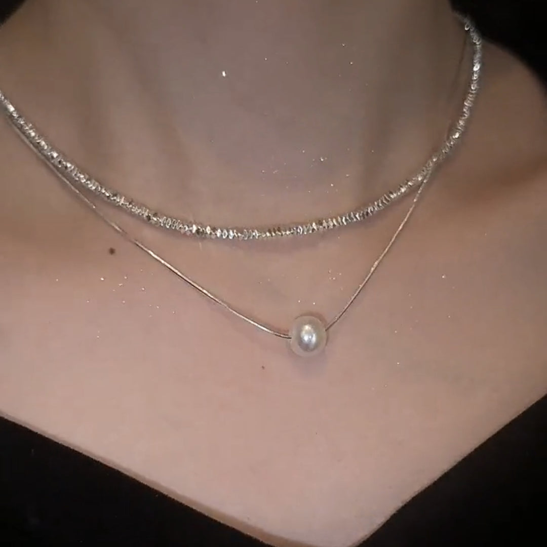 Silver Stacked Double Layers Necklace