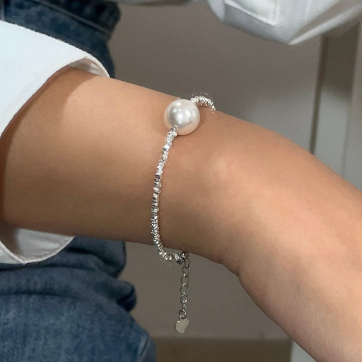 Pearl Crushed Silver Bracelet