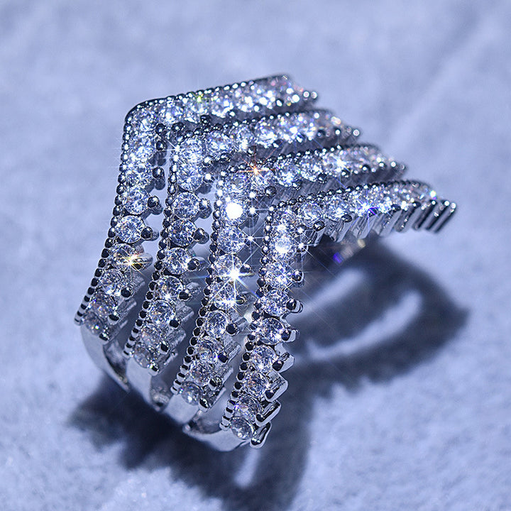 Triple V Full Diamond Ring