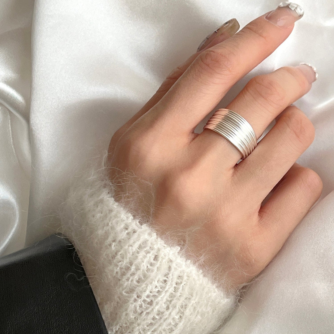 Multi-Layered Line Sterling Silver Ring