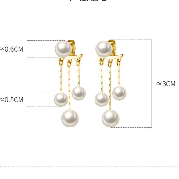 Sterling Silver Pearl Tassel Earring