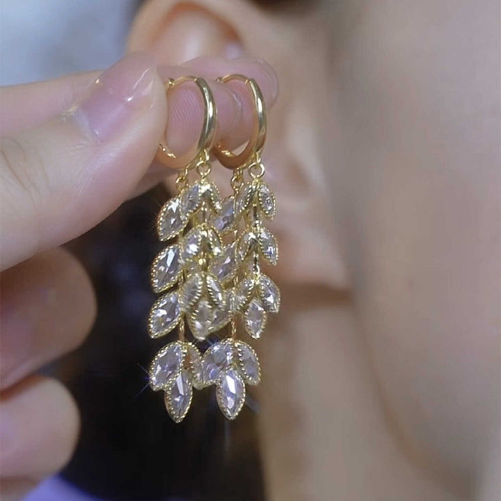 Wheat Ears Zircon Tassel Earrings